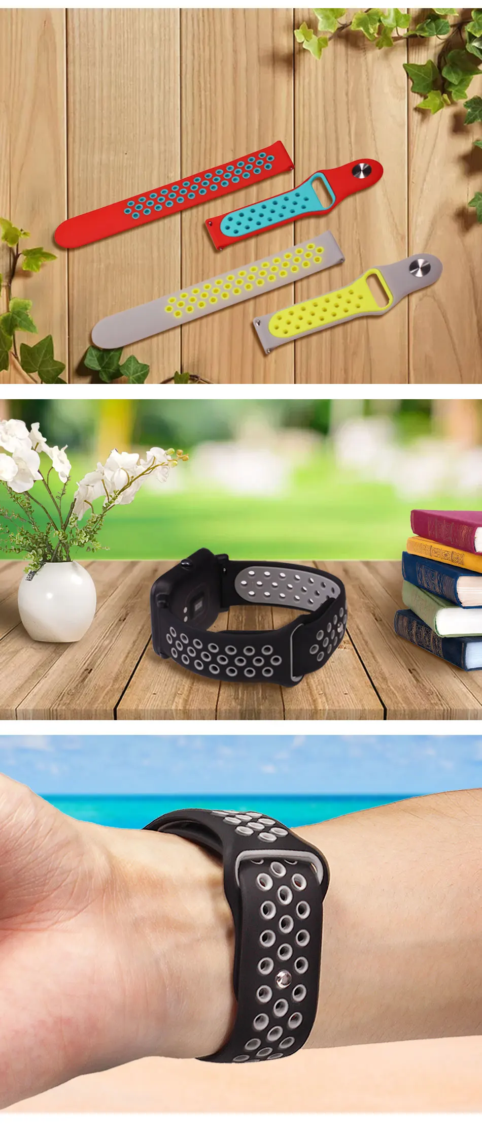 BOORUI amazfit ремешок Bip 20 мм 22 мм двойной цвет силиконовый сменный ремешок для Xiaomi Huami Amazfit Bip Молодежные часы
