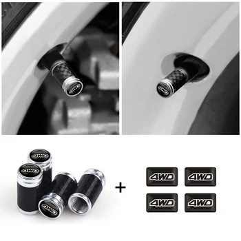 

8pc Carbon Fiber AWD 4WD 4X4 Logo Emblem Car Tire Valve Stem caps 3D Epoxy Decorative Car Sticker for Jeep Benz BMW Asx Road SUV