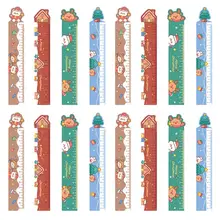 16 pçs natal réguas desenho réguas ferramentas de medição estudantes papelarias (cores sortidas)