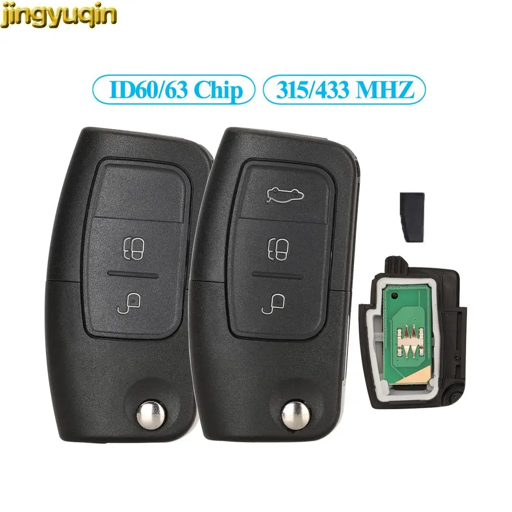 Jingyuqin Car Key Alarm Remote Fob 4D ID60/63 Chip 315/433 MHZ For Ford Eco Sport 2013-2017 Focus 2 3 Mondeo Fiesta C Max Ka | Автомобили