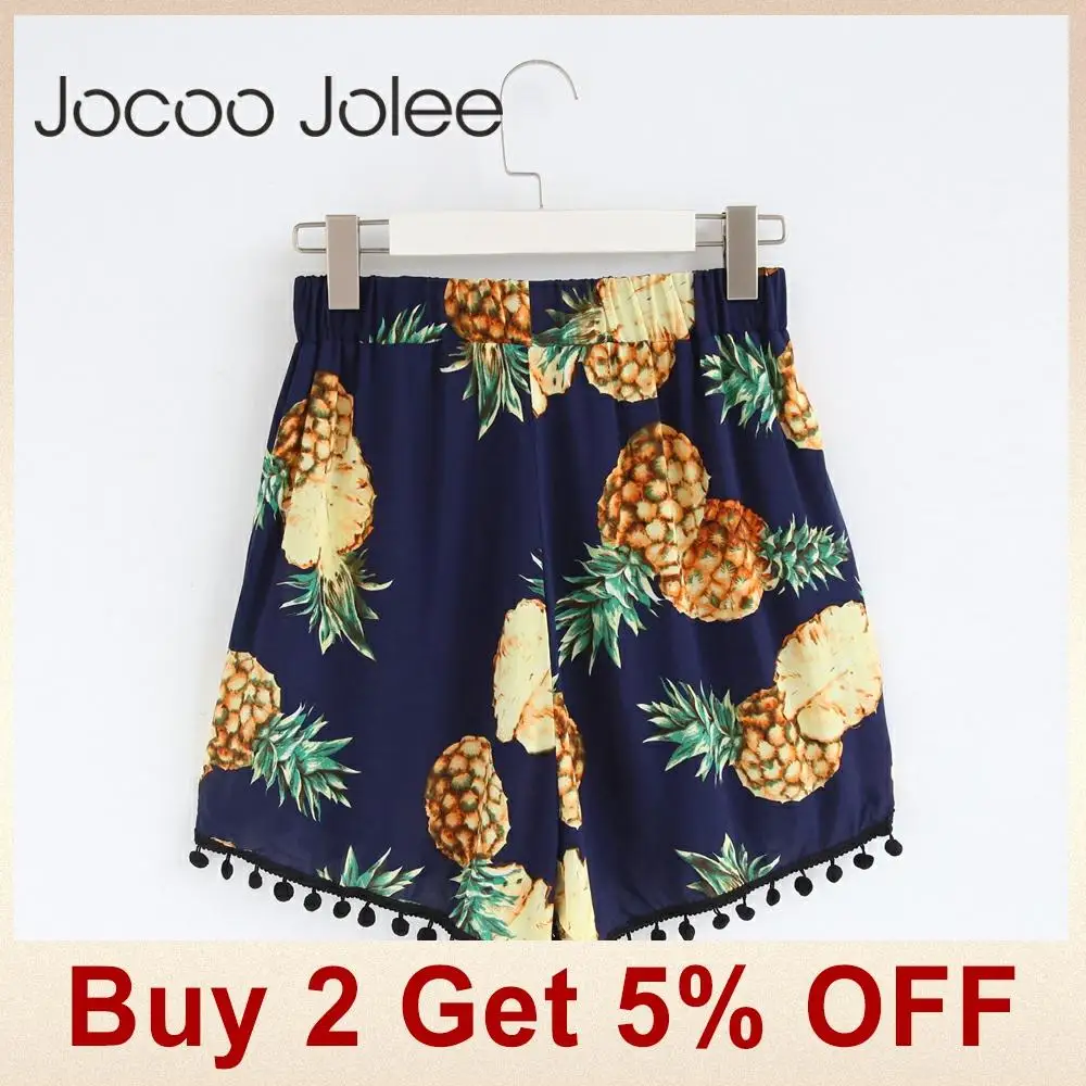 Jocoo Jolee модные шорты с высокой талией женские шорты Boho с эластичной талией с цветочным принтом и кисточками пляжные повседневные Мини шорты Feminino