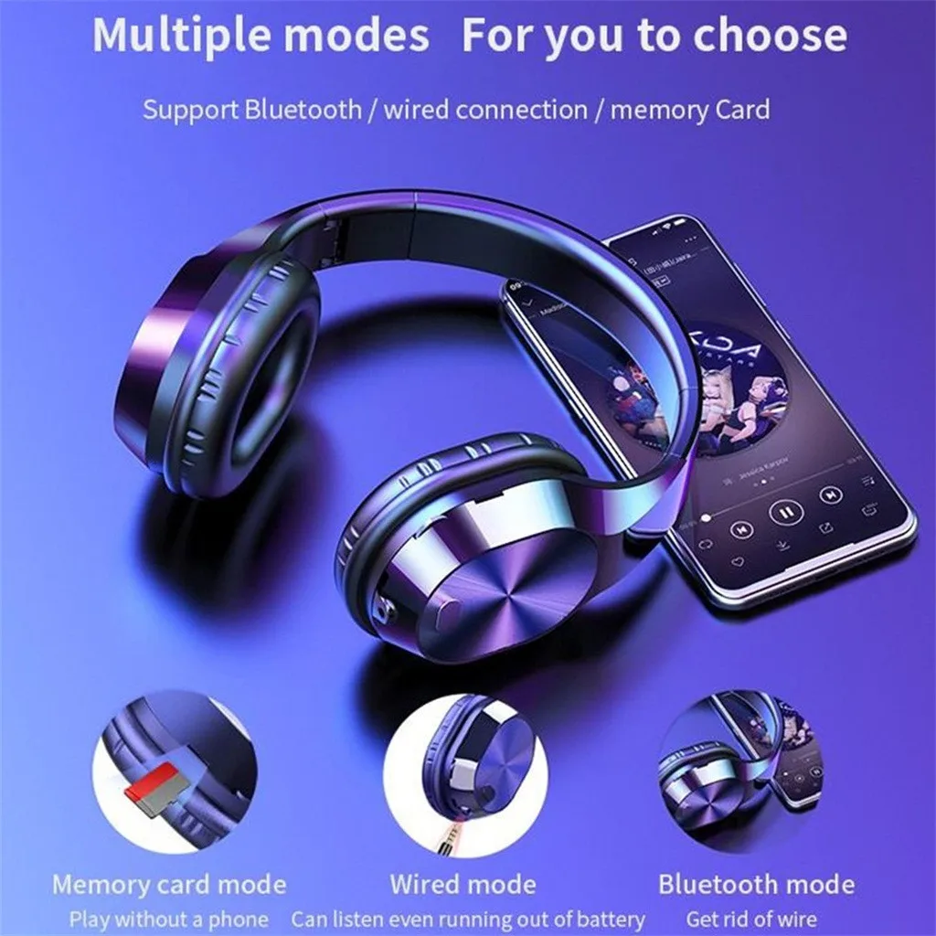 Складные беспроводные Bluetooth наушники с микрофоном стерео супер бас гарнитуры