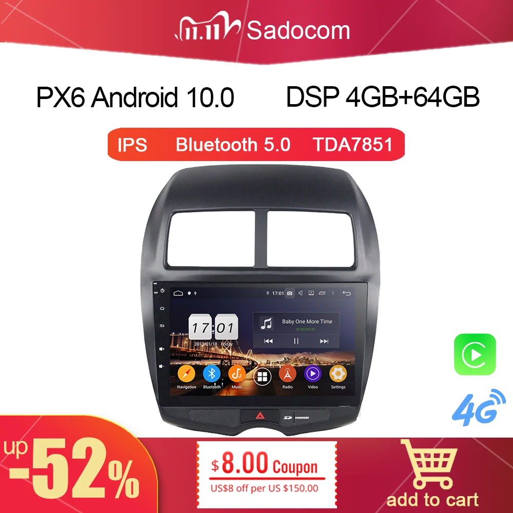 Автомобильный DVD-плеер DSP 10 2 дюйма IPS Android 11 0 4 Гб ОЗУ 64 ПЗУ GPS карта Авторадио Wi-Fi