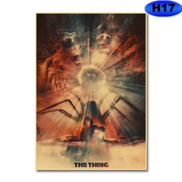Retro Kraft Paper Movie Posters Classic Horror Movie The Thing Poster Home Decor Living Room Bar Cafe Art Painting Wall Sticker H17