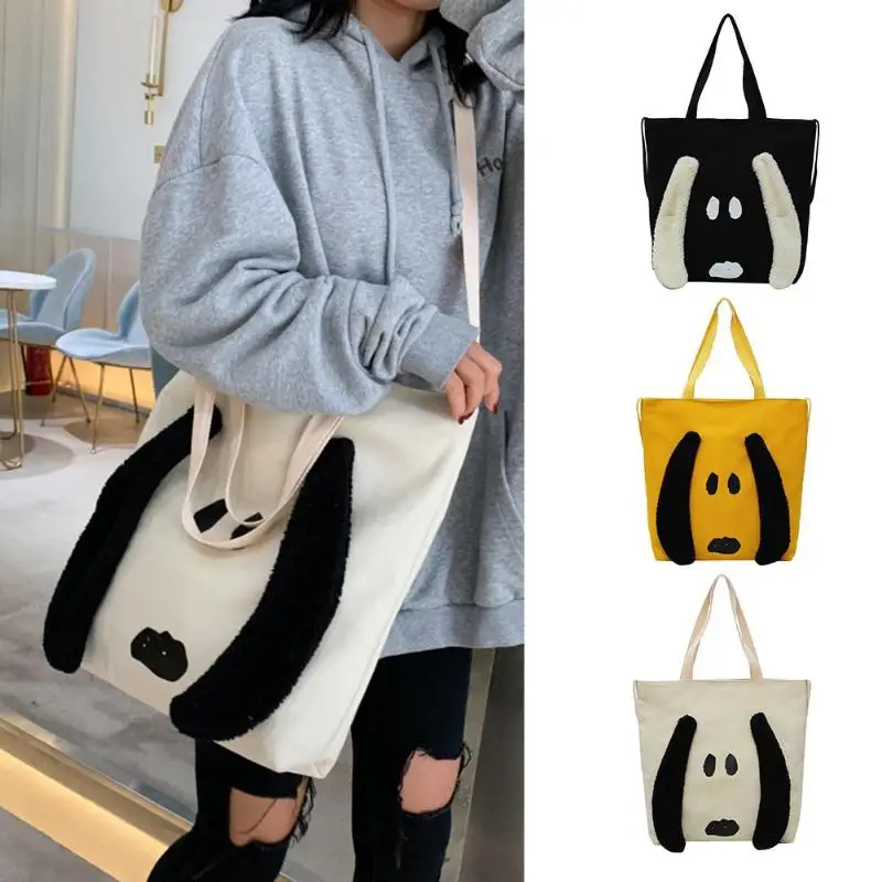 Ladies Beach holiday Large Capacity Totes Fashion Canvas Cartoon Cute Dog Shoulder Bags Simple Handbags | Багаж и сумки