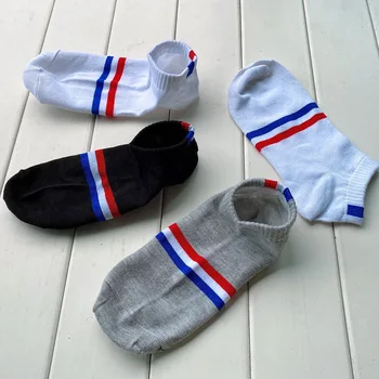 

10pcs=5pairs Men's Socks Cotton Stripe Boat Socks All Seasons Spring Autumn Male Casual Harajuku Breathable Men Ankle Sock Meias