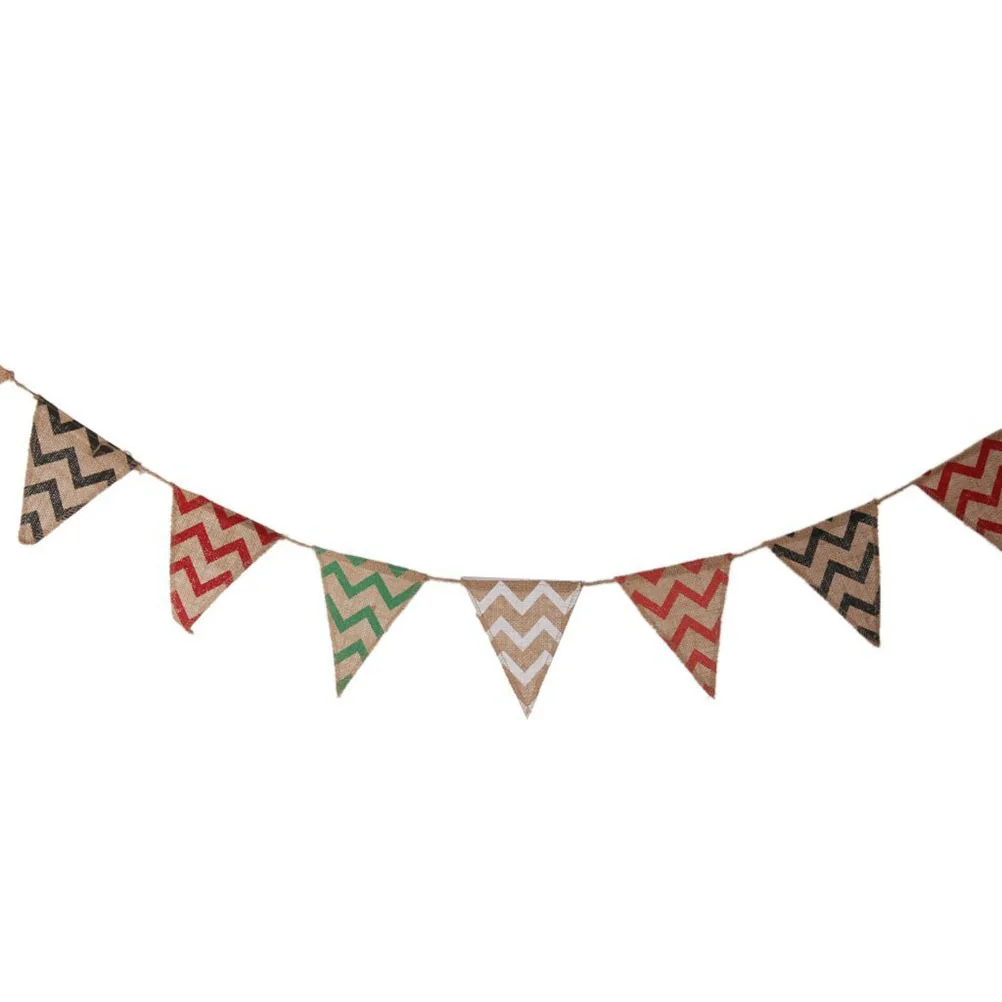 Christmas Wedding Party Linen Hanging Flag 15 PCs 12X14X14 Cm Wave Linen Pennants