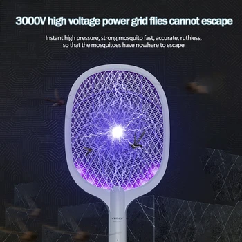 

3000V Electric Mosquito Killer Insect Racket Zapper With UV Lamp USB 1200mAh Rechargeable Bug Fly Trap home office yard