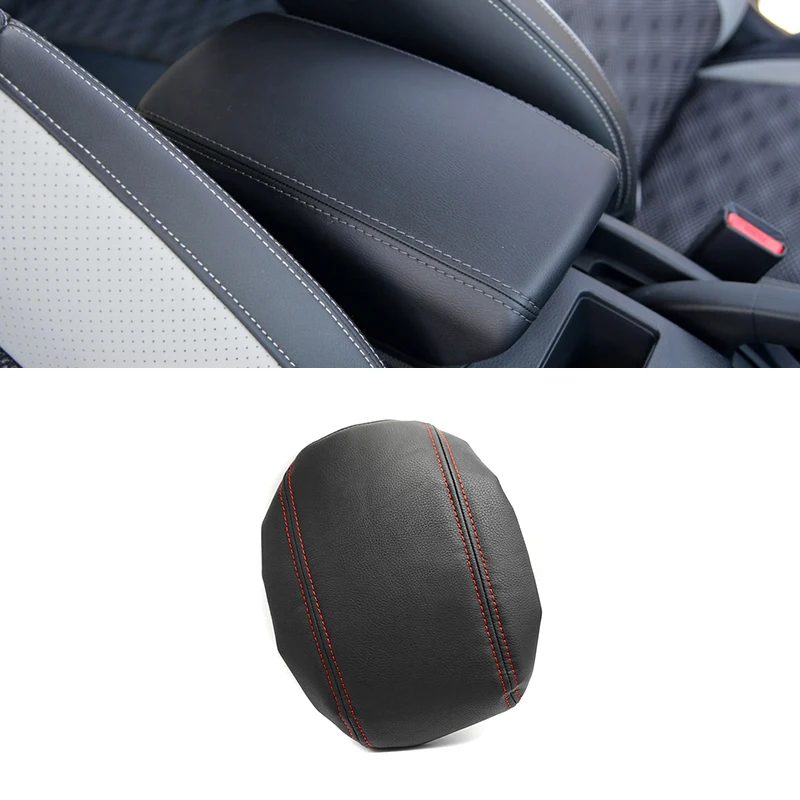 

For Nissan Qashqai 2008 2009 2010- 2017 PU Leather with Sponge Interior Center Console Lid Armrest Box Cover Trim Black-red line