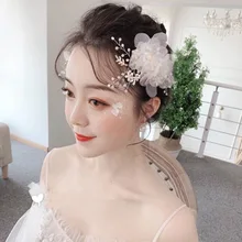 Корейский стиль невесты свадебный головной убор повязка на голову бежевый Фея ламинат из серебряного сплава заколки для волос, платье подружки невесты, платье для девочки, аксессуары