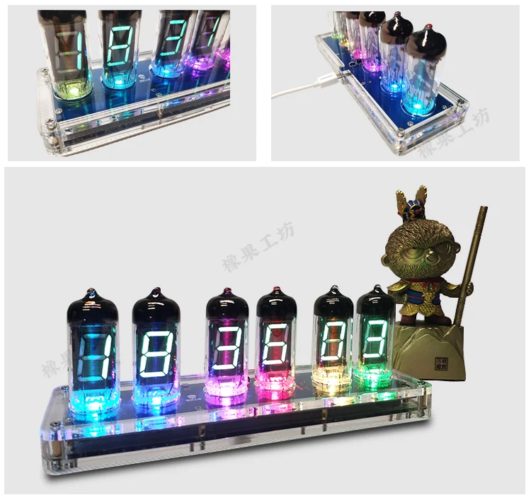 6 бит IV11 светодиодные светящиеся цифровые часы Nixie Tube набор сделай сам