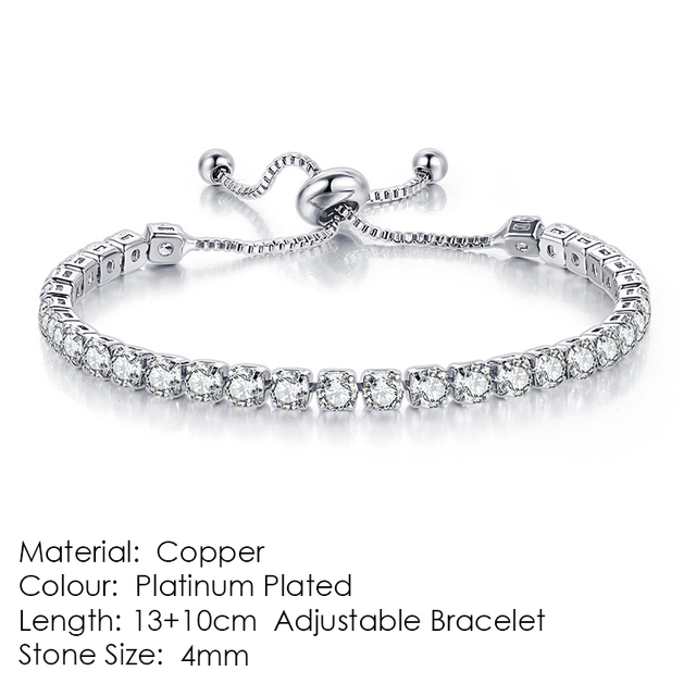 Luxury Adjustable Tennis Bracelets For Women Christmas Gift Rainbow Zircon Rose Gold Color Chain Jewelry Korean H056