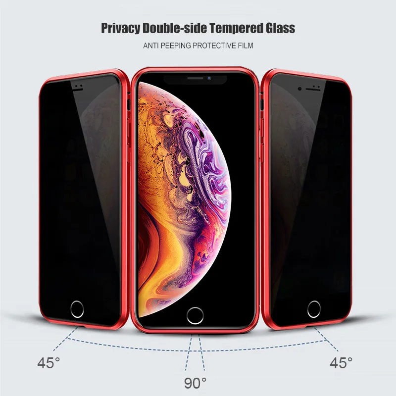Чехол SHELLBOX 2 шт., Магнитный чехол без оправы, Магнитный чехол, стеклянный антишпионский защитный чехол для iPhone 7 8 XR XS Max