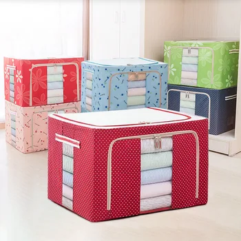 

72L Oxford cloth folding storage box steel frame cloth clothing storage box simple storage household daily necessities