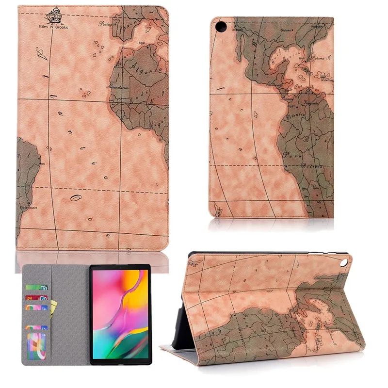 Чехол в стиле карты для samsung Galaxy Tab A SM-T510 SM-T515 T510 T515 PU Learher Stand Защитная крышка для Tab A 10,1 ''