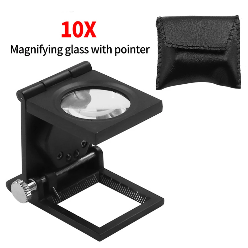 10X Folding Linen Tester Mini Pocket Metal Magnifiers Cloth Thread Counter Magnifier Magnifying Glass