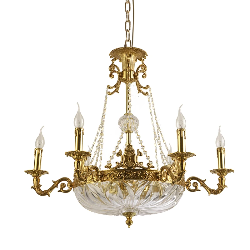 French gold Led candle holders Restaurant chandelier lighting suspension copper lamp Luxury Modern Chandelier E14 lampe | Лампы и