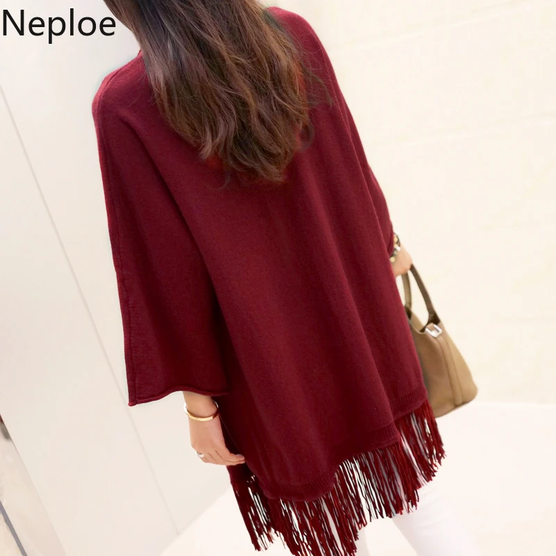 Neploe корейский Crazy style Свободный дикий кардиган Feminino с v-образным вырезом кисточкой мин длинный вязаный свитер Простой Sueter Mujer Invierno 45958