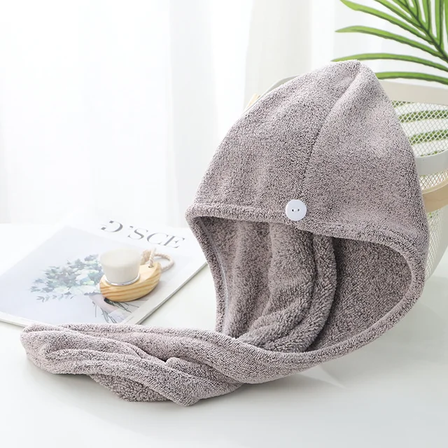 Eco-friendly Super Absorbent Hair Towel Soft Bath Head Turban Wrap Quick Dry Shower Hair Towels Hat For Drying Hair Women Girls Purple
