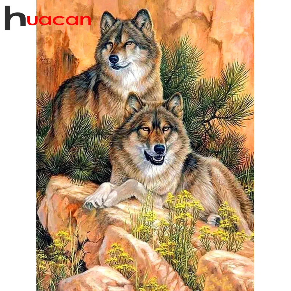 Huacan алмазная вышивка распродажа полная выкладка волки животные 5д картина