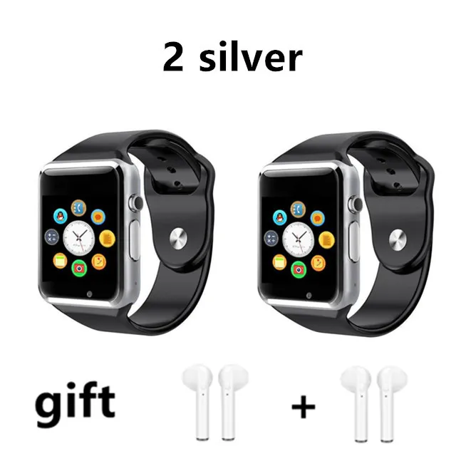 2 pcs Silver Drop Shipping 2 PCS A1 WristWatch Bluetooth Smart Watch Pedometer With SIM Camera Smartwatch for Android PK DZ09 watches - Цвет: 2 pcs Silver