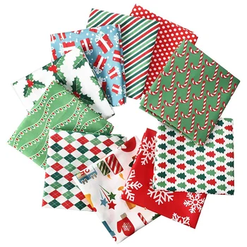

10 Pieces Christmas Cotton Fabric Squares 50 x 50 cm Precut Quilting Fabric Patchwork Christmas Snowflake Print Fabric