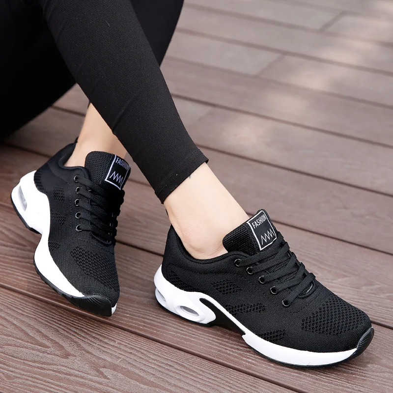 Модные женские кроссовки; обувь для бега; уличная спортивная обувь; удобная обувь из дышащей сетки для бега; женская обувь с воздушной подушкой на шнуровке