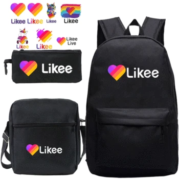 

3/Pcs Backpack Likee Video App Men Women Fashion Backpack Teenagers Boys Girls School Travel Backpack