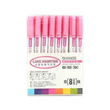 

8 Colors Double Line Art Markers Pen Drawing Doodling Pens Outline Pen Stationery Journaling Scrapbooking Pen for Gift Card