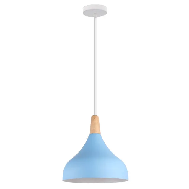 Modern Nordic Simple Wood Pendant Lights LED Hanging Lamp Colorful Aluminum Fixture Kitchen Island Bar Hotel Home Decor E27 Blue