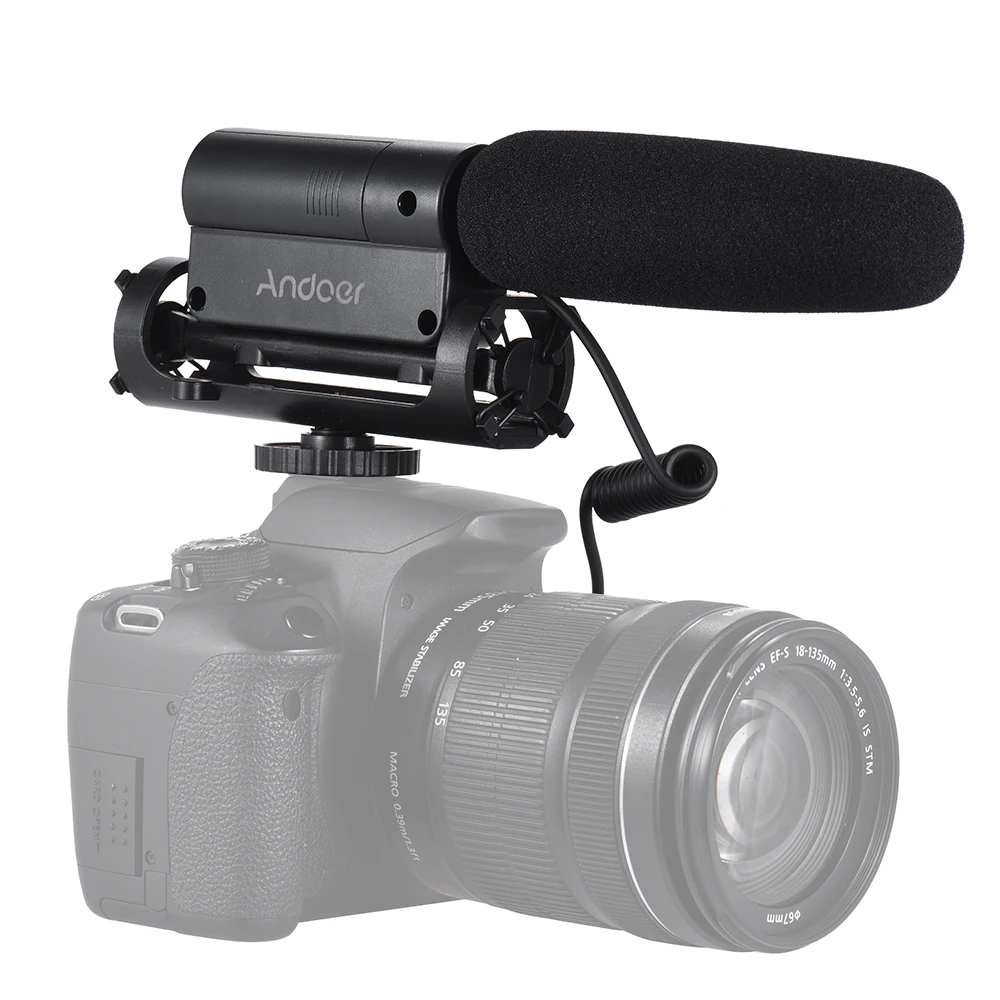 Andoer Recording Condenser Microphone Photography Interview Cardioid Directional Video Microphone for Canon DSLR ILDC Cameras