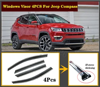 

4pcs Set 2005-2020 OEM For Jeep Compass Stainless steel window Visor Shade Vent Wind Rain Deflector Guards Cover