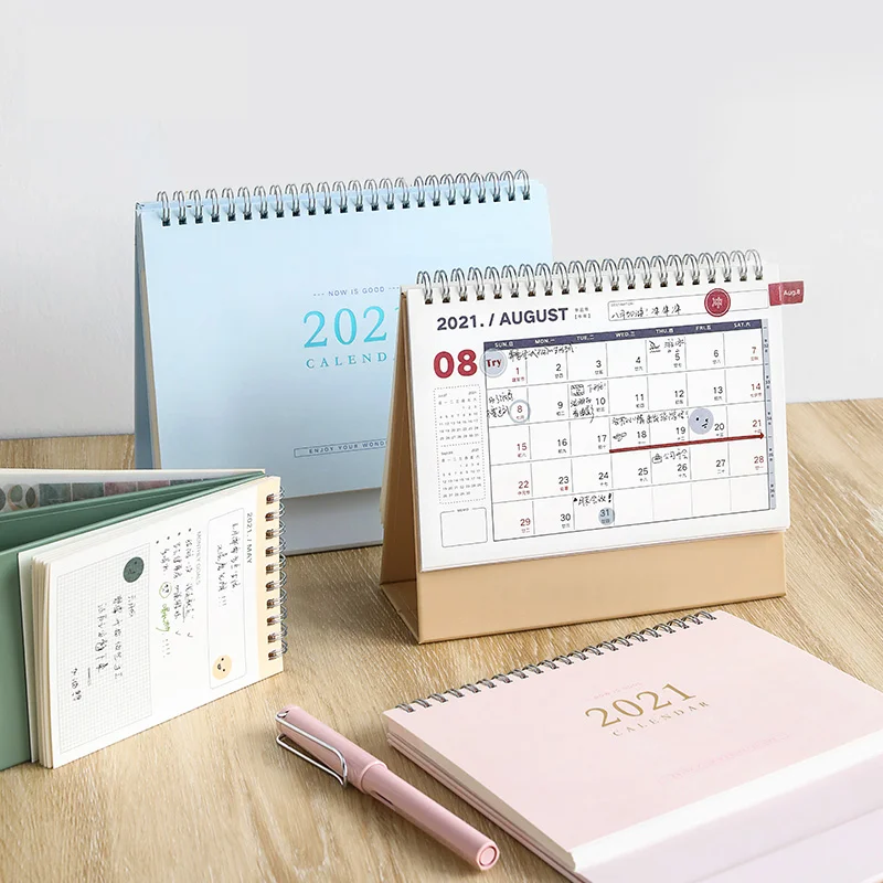 Calendario de escritorio de lujo, Agenda semanal, planificador mensual, Agenda anual, organizador para escuela, suministros de oficina, 2021