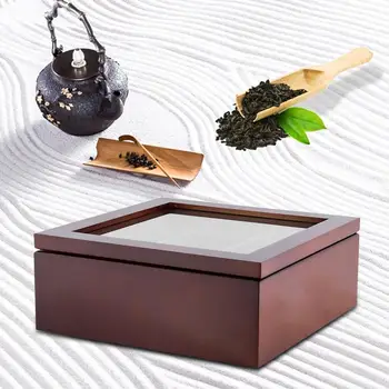 

Wooden Tea Box 9-Compartment Organizer Storage Case High Quality Tea Coffee Dried Flowers Protect Storage Boxes