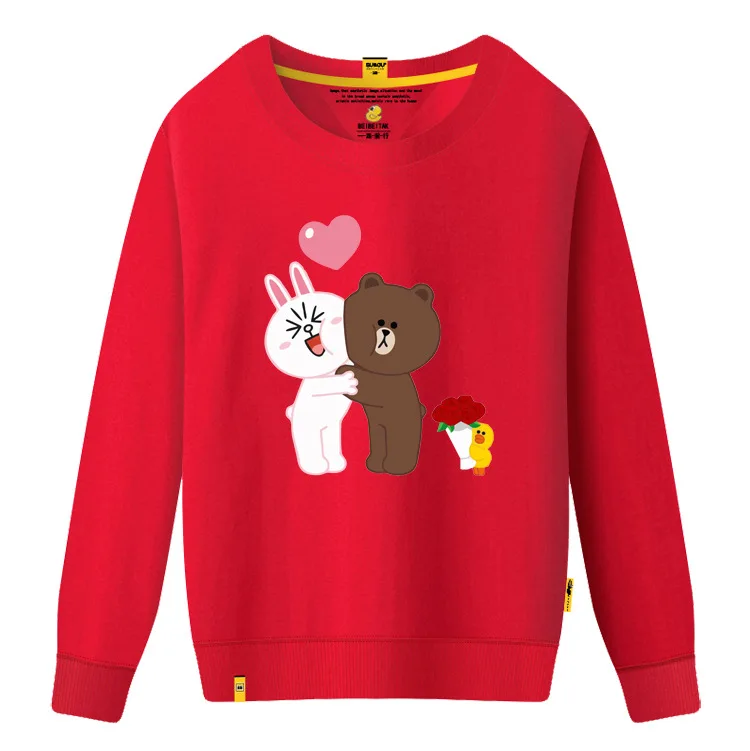 Осенне-зимняя толстовка с капюшоном и длинным рукавом, женская одежда с рисунком коричневого медведя, кролик кони, семейная одежда с принтом, пуловер с вырезом лодочкой H