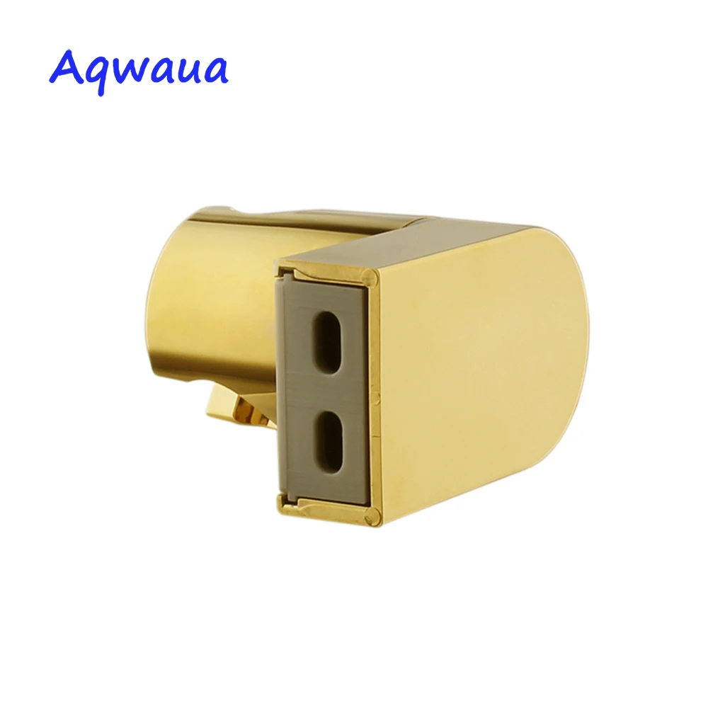 Aqwaua Shower Head Holder Polished Gold Bracket Stand Rotatable For Bathroom Use Standard Size Bathroom Accessories ABS Plastic