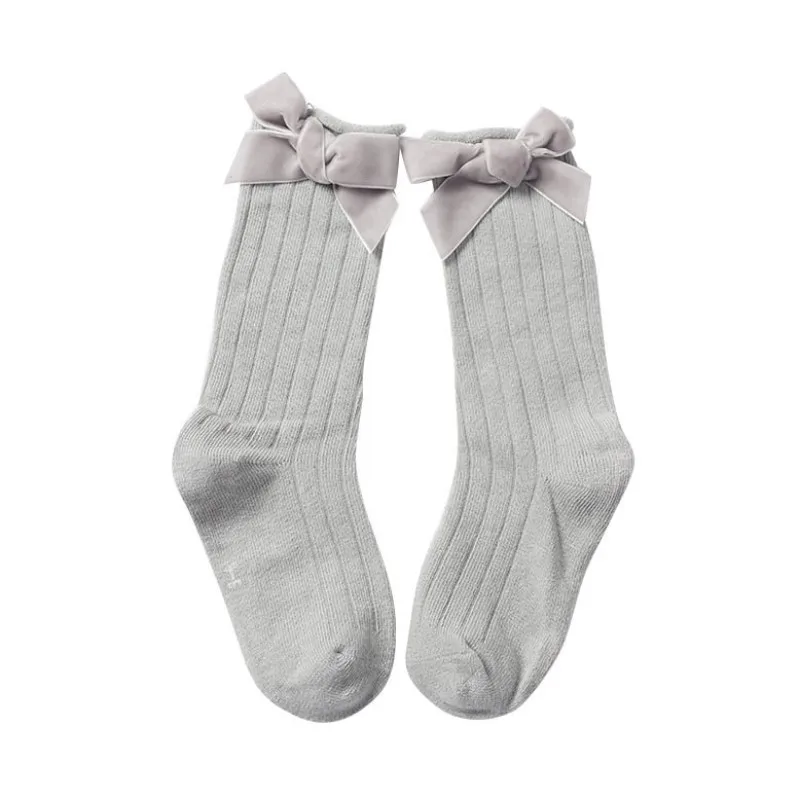 Детские носки гольфы с большим бантом для маленьких девочек мягкие хлопковые кружевные детские носки - Цвет: XL2713H