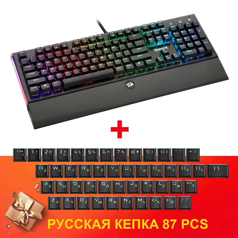 K569RGB RU Redragon K569 Rgb алюминиевая USB Механическая игровая клавиатура синий переключатель со светодиодной подсветкой 104 ключ анти-ореолы проводной ПК компьютер геймер - Цвет: K569RGB RU