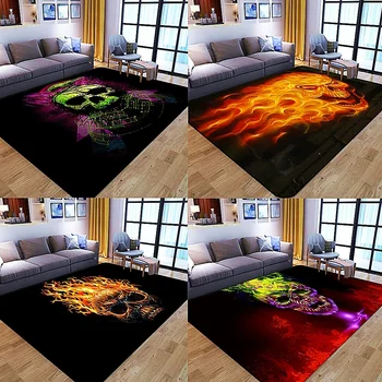 

Rock Heavy Metal Music Skull High quality Suede Carpet Encrypted Anti-skid Area Rugs Soft Comfortable Breathable Floor Mat