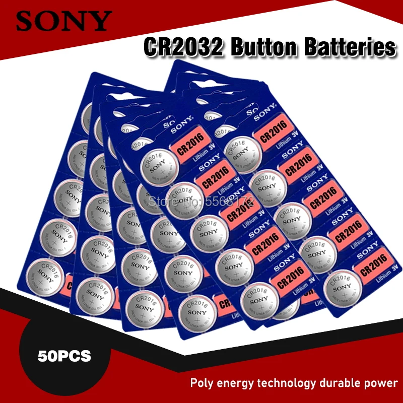 50pcs/lot Sony Cr2016 Lithium Battery 3v Cr 2016 Button Battery Watch