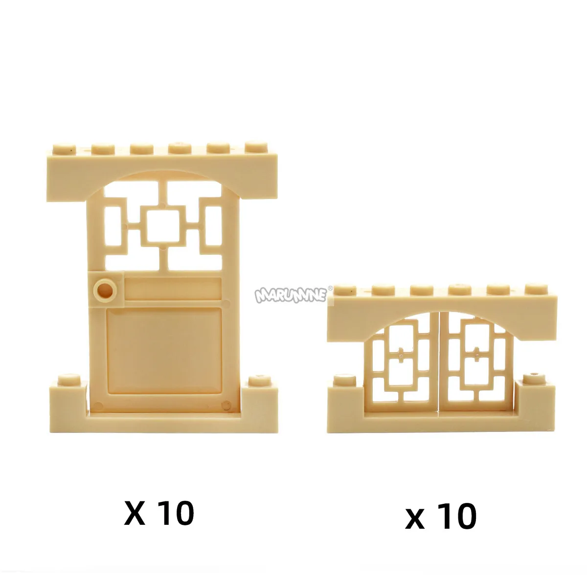 MARUMINE 1x4x6 дверная и оконная рама 4*3 небольшие строительные блоки городская часть классические кирпичи образовательное Строительство игрушки - Цвет: Светло-желтый