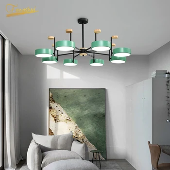 

Modern Wrought Iron Chandelier Lighting Nordic LED Ceiling Chandelier Round Hanging Lamp Living Room Bedroom Deco Light Fixtures