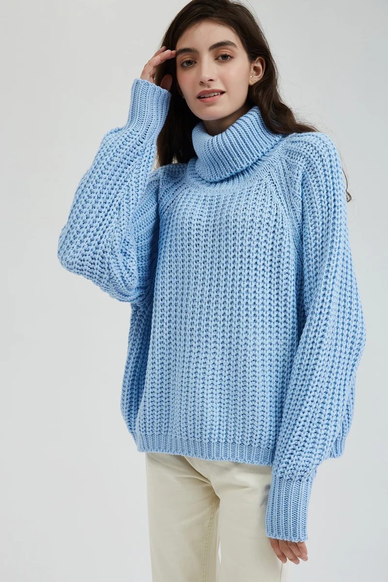 Wixra, Женская водолазка, массивный свитер большого размера, длинный рукав, женские вязаные свитера, однотонный пуловер и джемпер,, Осень-зима