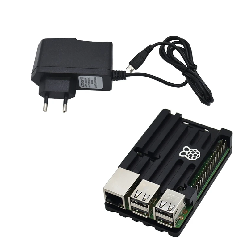 Raspberry Pi 3 Model B+(Plus)+ ЧПУ Алюминий чехол+ 5V 2.5A Мощность адаптер с поддержкой Wi-Fi и Bluetooth Декодер каналов кабельного телевидения