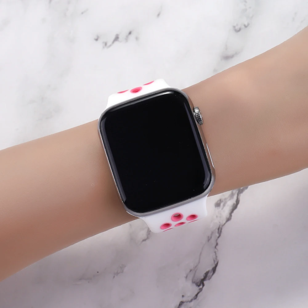 Silicone Strap For apple Watch band 44mm 42mm 40mm 38mm Breathable Accessories Sport watchband bracelet iWatch se 76543 45mm41mm