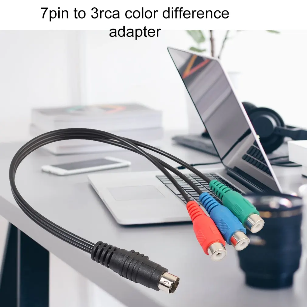7 Pin S Video Male To 3 RCA Female RGB Component Adapter Cable TV Converter Adapter 2