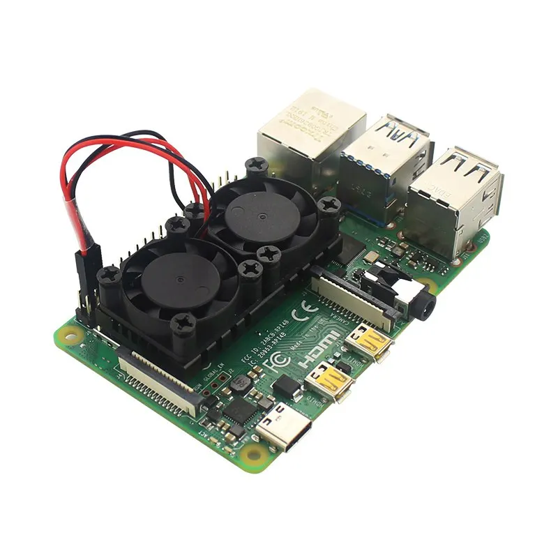 Двойные вентиляторы охлаждения+ радиатор радиатора модули комплект для Raspberry Pi 4 части
