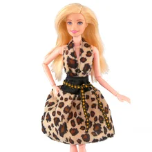 Robe léopard à col en V pour poupée Barbie, 11.5 pouces, vêtements, tenues, accessoires de poupées, jouets bricolage pour enfants, cadeau pour filles, 1/6