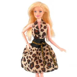 Robe léopard à col en V pour poupée Barbie, 11.5 pouces, vêtements, tenues, accessoires de poupées, jouets bricolage pour enfants, cadeau pour filles, 1/6 