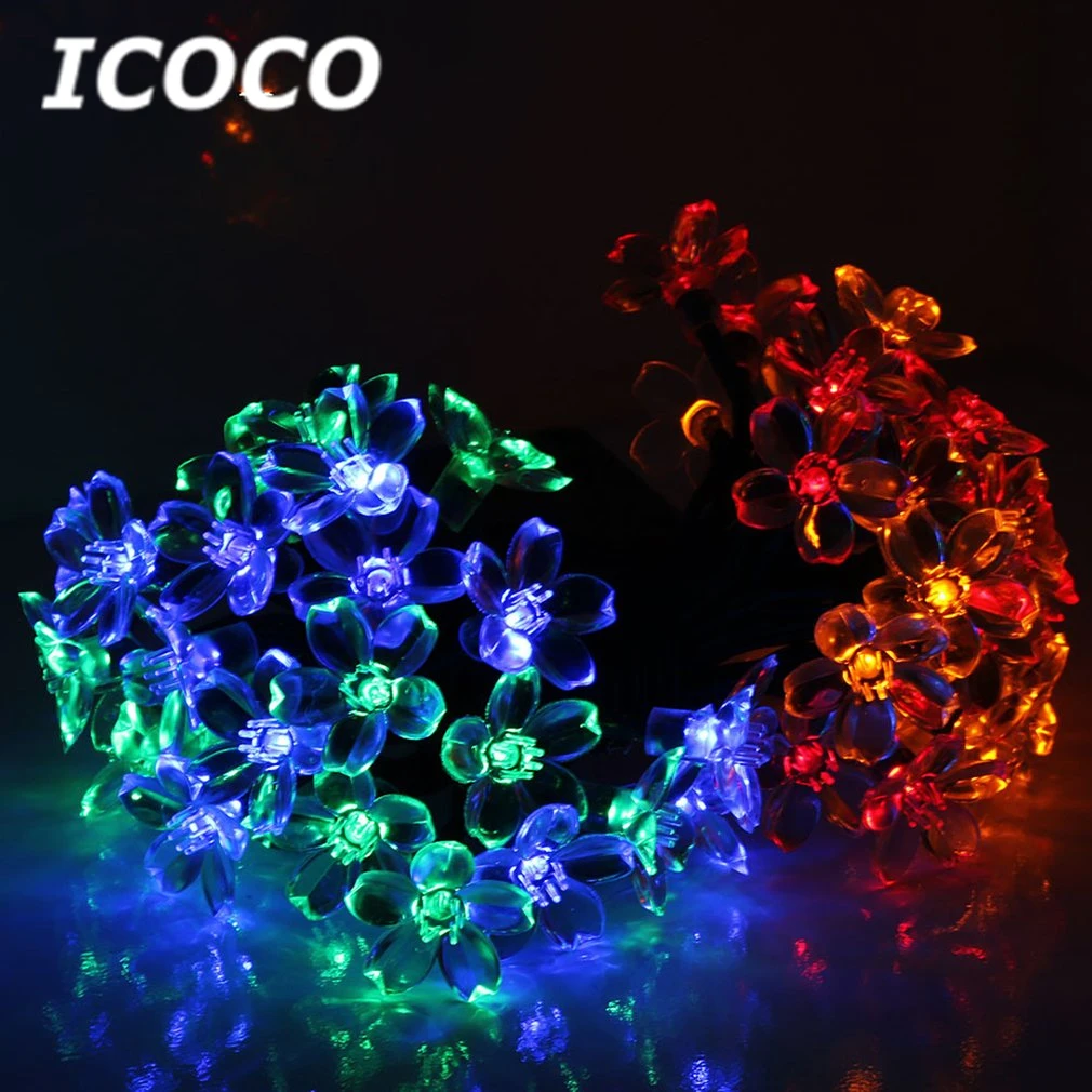 ICOCO 30 светодиодный гирлянды на солнечных батареях в форме цветка, рождественские праздничные вечерние гирлянды, водонепроницаемые украшения для сада и газона